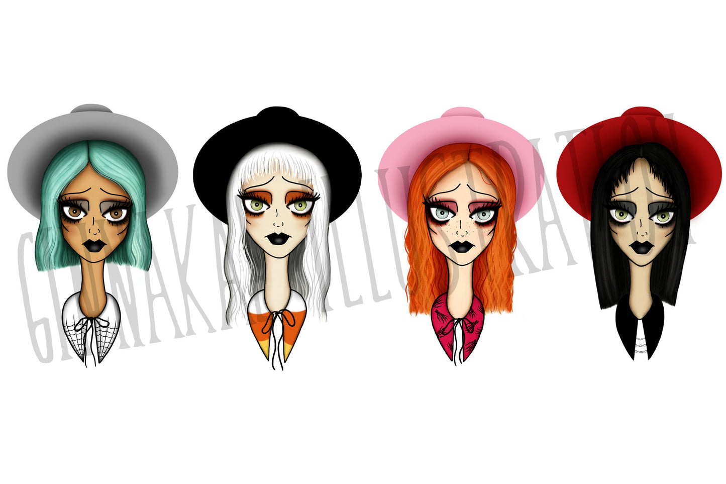 Spooky Collar Ghouls Prints