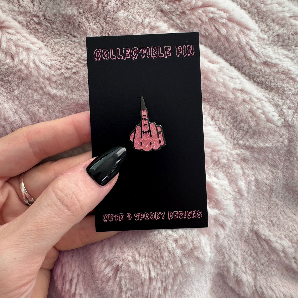 NEW! Zombie Eff You Pin (Glittery Pink)