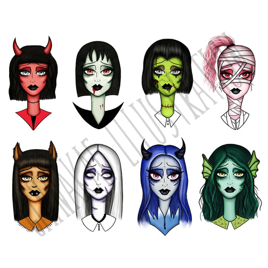Ghoul Girl Print Set
